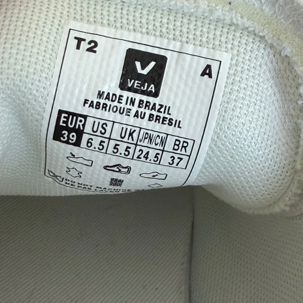 Veja Campo Leather Low Top Lace Up Sneakers EU39 Extra White/Platine Worn Once! - Picture 11 of 12